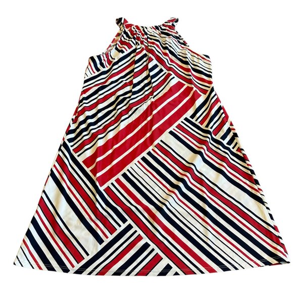 Jude Connally Stripe Sleeveless Dress Halter Stretch Loose Shift Fit Size Large - Picture 6 of 11